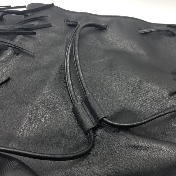 Victoria Secret Black Fringe Backpack Purse - Picture 6 of 6